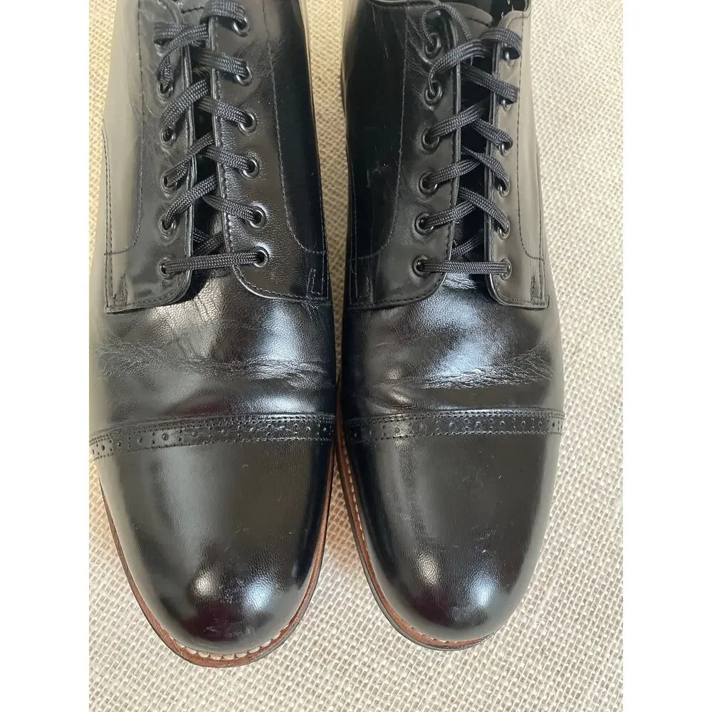 Stacy Adams Madison Black Cap Toe Oxfords,‎ Leather, Tie up, Exc Cond, Men's 14D